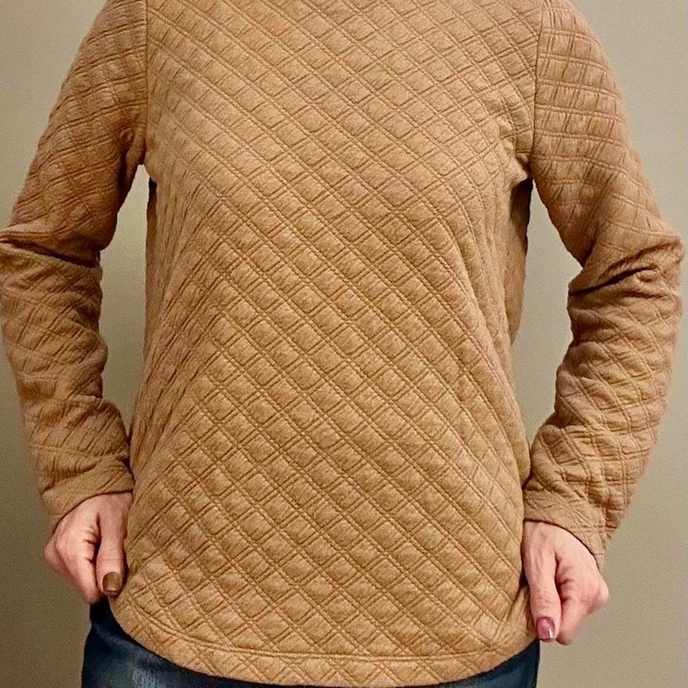 J.Crew brown quilted sweater‎ Size women's XS - Picture 2 of 6